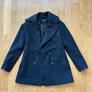 Rag & Bone Wool Peacoat with Leather Trims